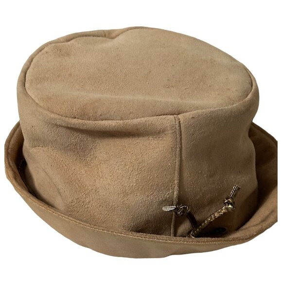 Vintage Khaki Peaked Cap With Lace Running Through Top - Picture 3 of 7